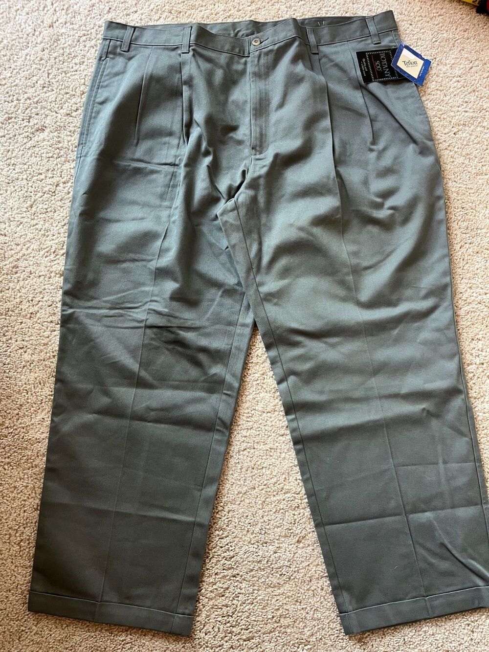 Botany 500 Tailored Trousers Pants Green  Slacks Size 42-S Flat Front New NWT
